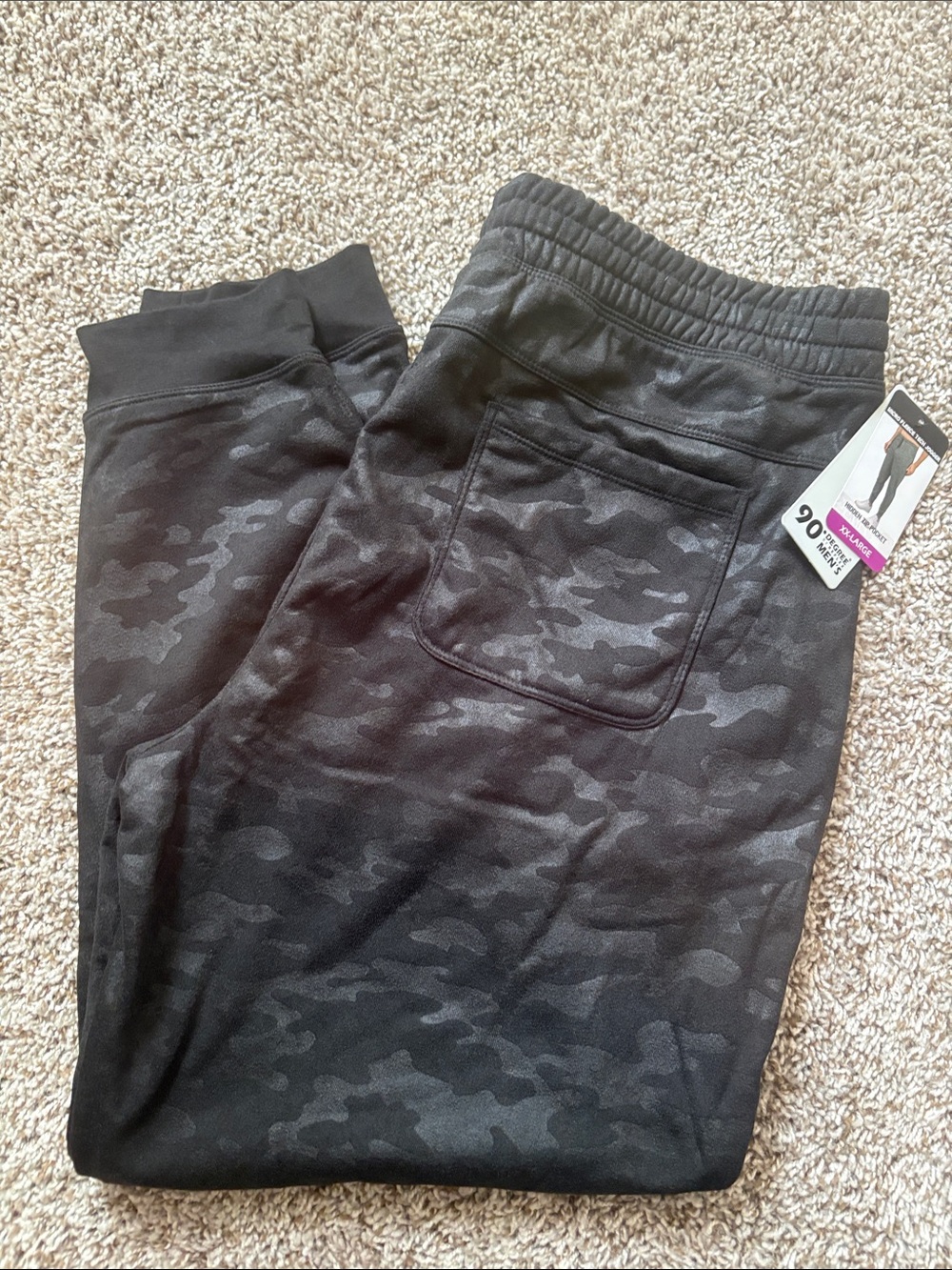 Men’s Black Camo Jogger Pants - Elastic Waist